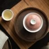 "Cowpea Red" Ceramic Lidded Bowl – Gilded Butterfly Gongfu Tea Set, Home Tea Bowl, Gold and Silver Inlaid Dancing Butterfly Lidded Bowl